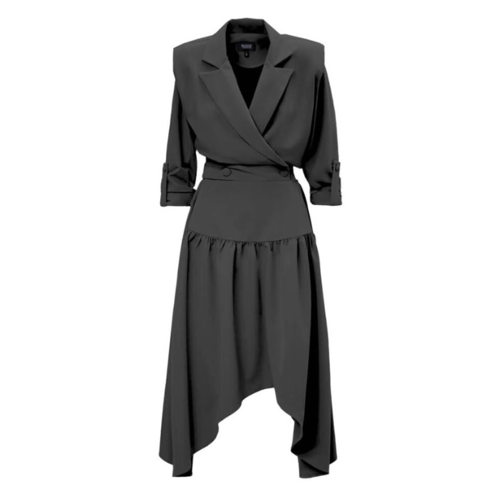Bluzat Black Blazer Midi Dress Romanian Designer XS NWT Wolf & Badger